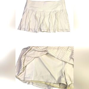 Athleta A-Game 14" Skort Skirt White Zip Pocket Mid Rise Perforated Womens Sz XL